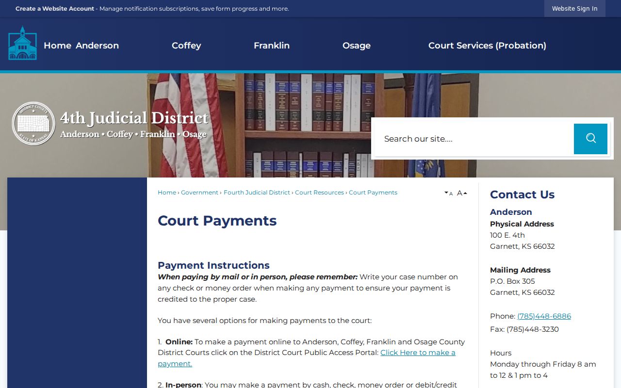 Osage County court case records and district court payment channels
