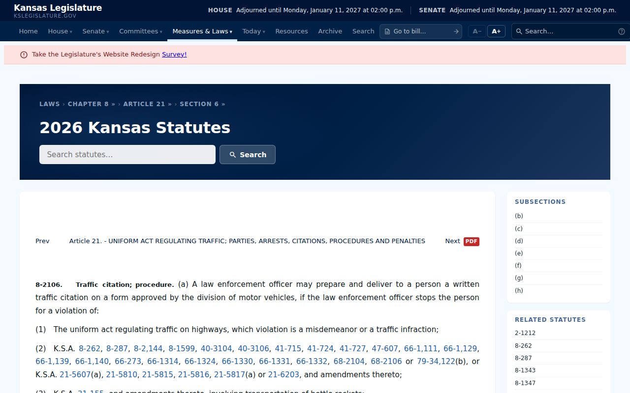 Kansas notice-to-appear citation fields used for Osage City court records