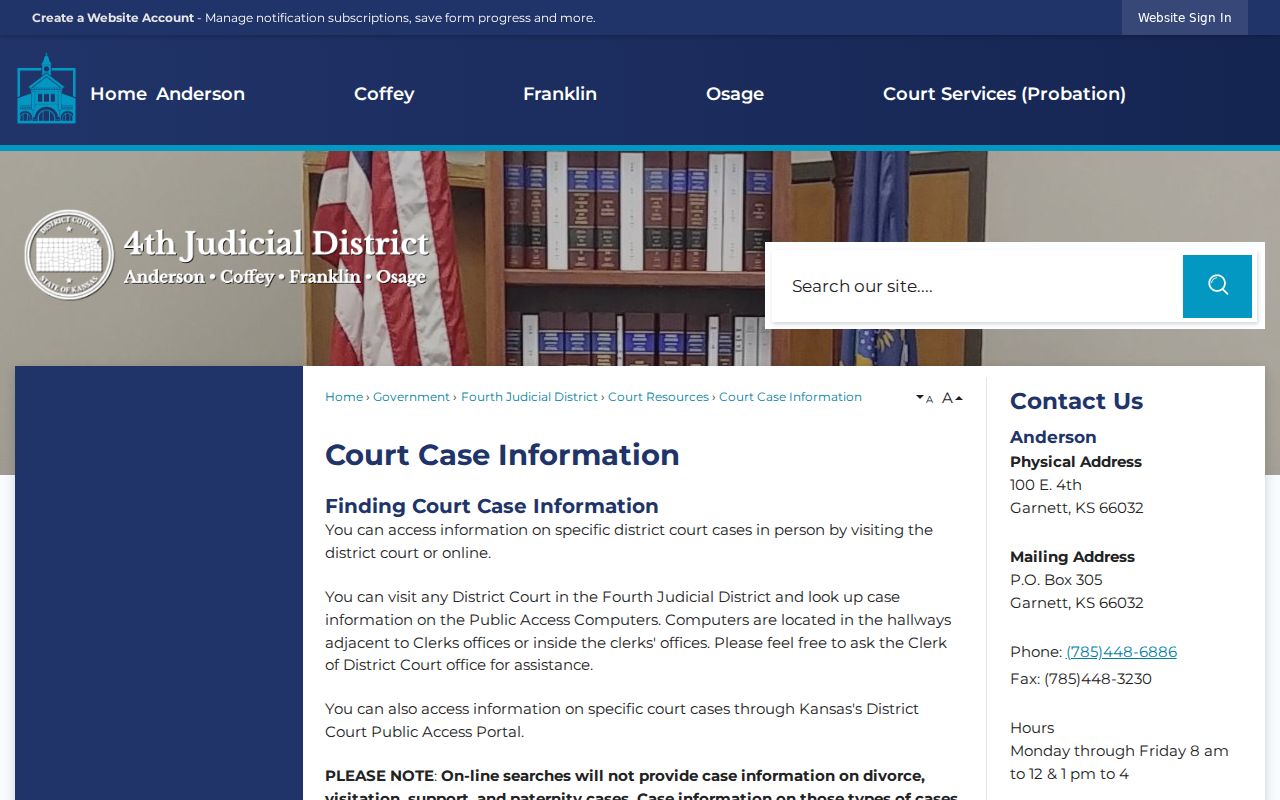 Official Osage County courthouse kiosk and case information guidance