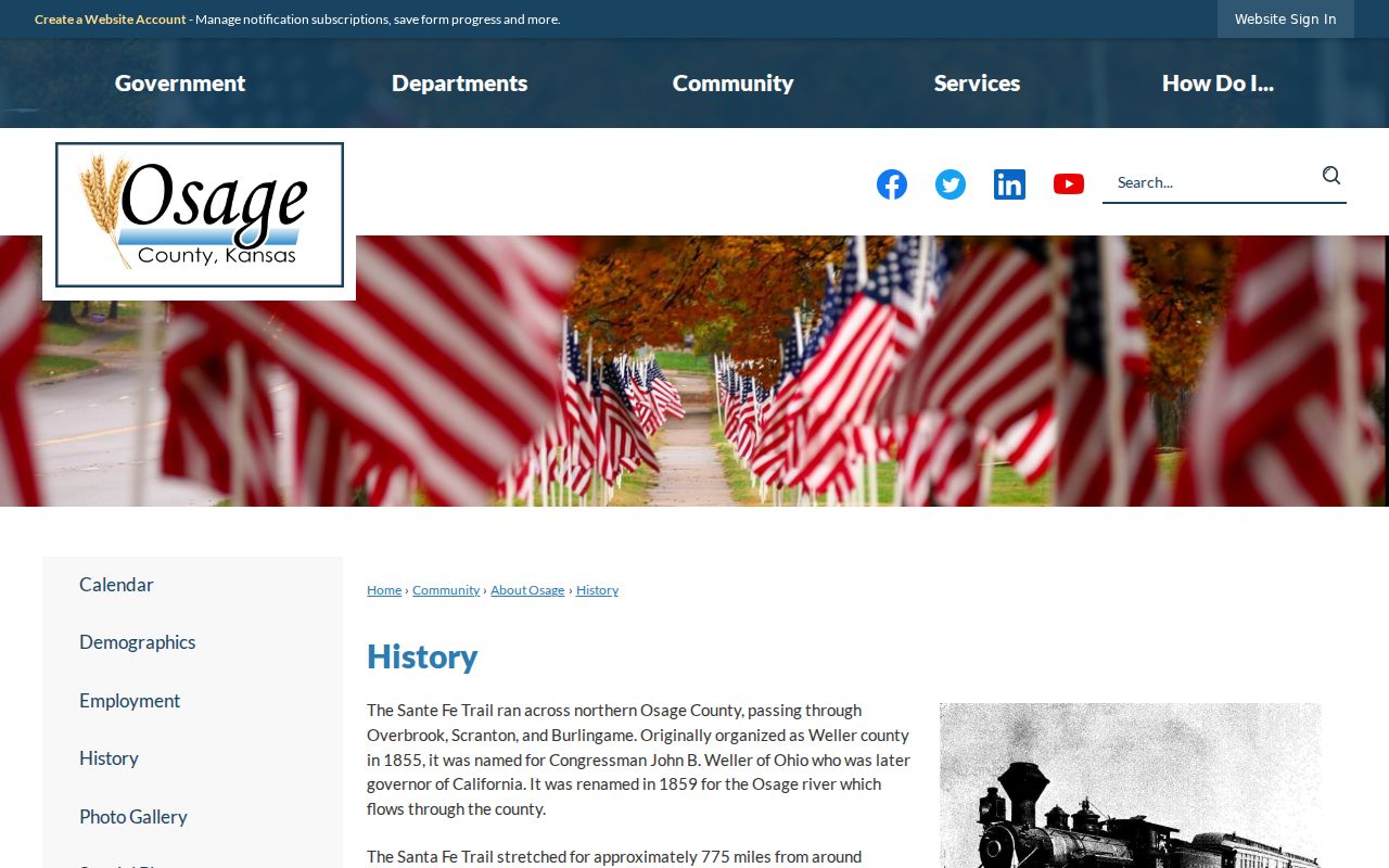 Osage County history and Santa Fe Trail record context