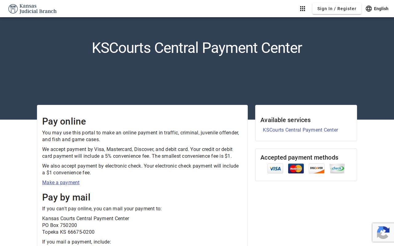 Osage County traffic court statewide payment categories